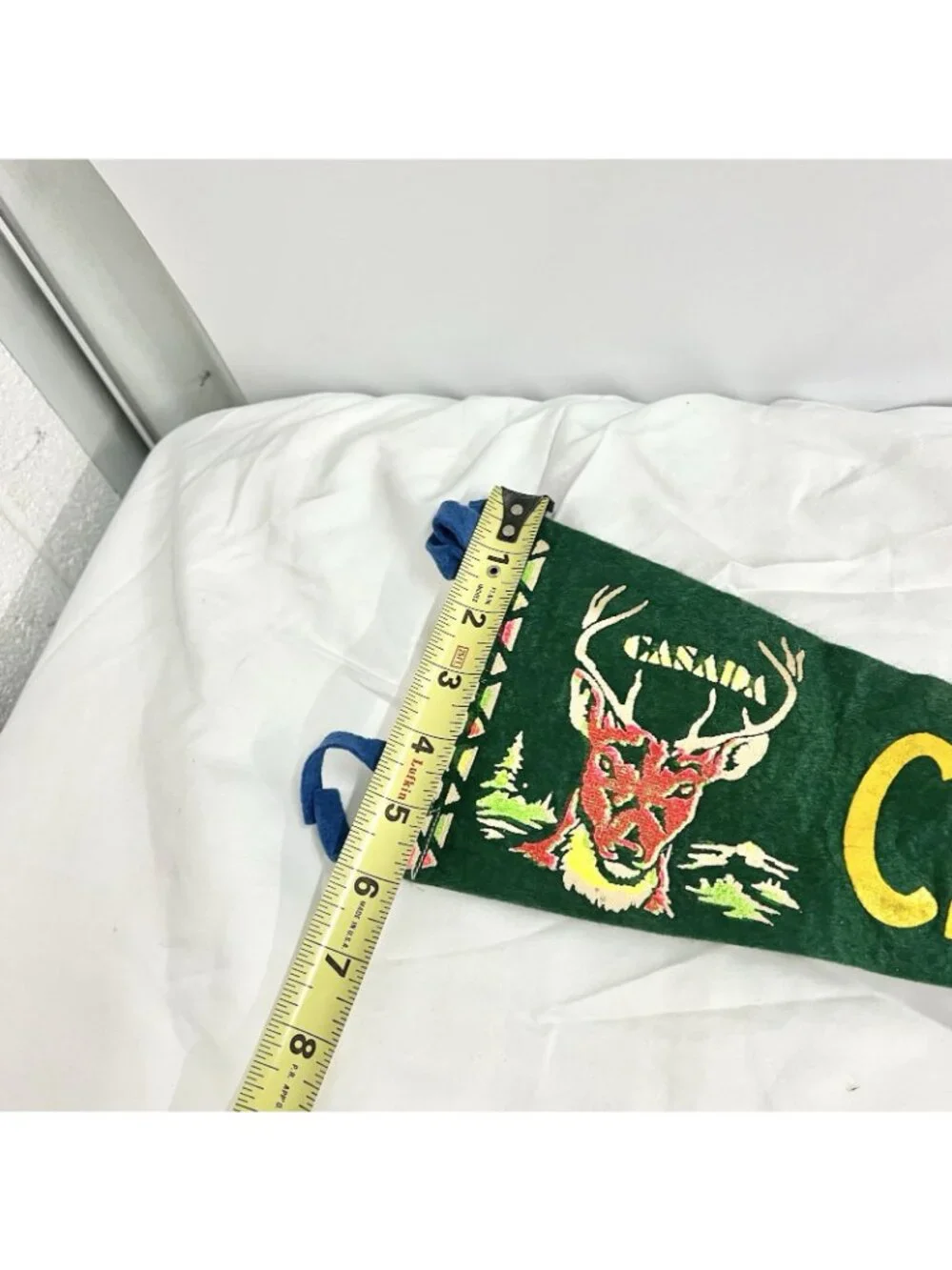 Vintage Cardston Alberta Canada Felt Pennant Deer Souvenir Travel Banner 18”
